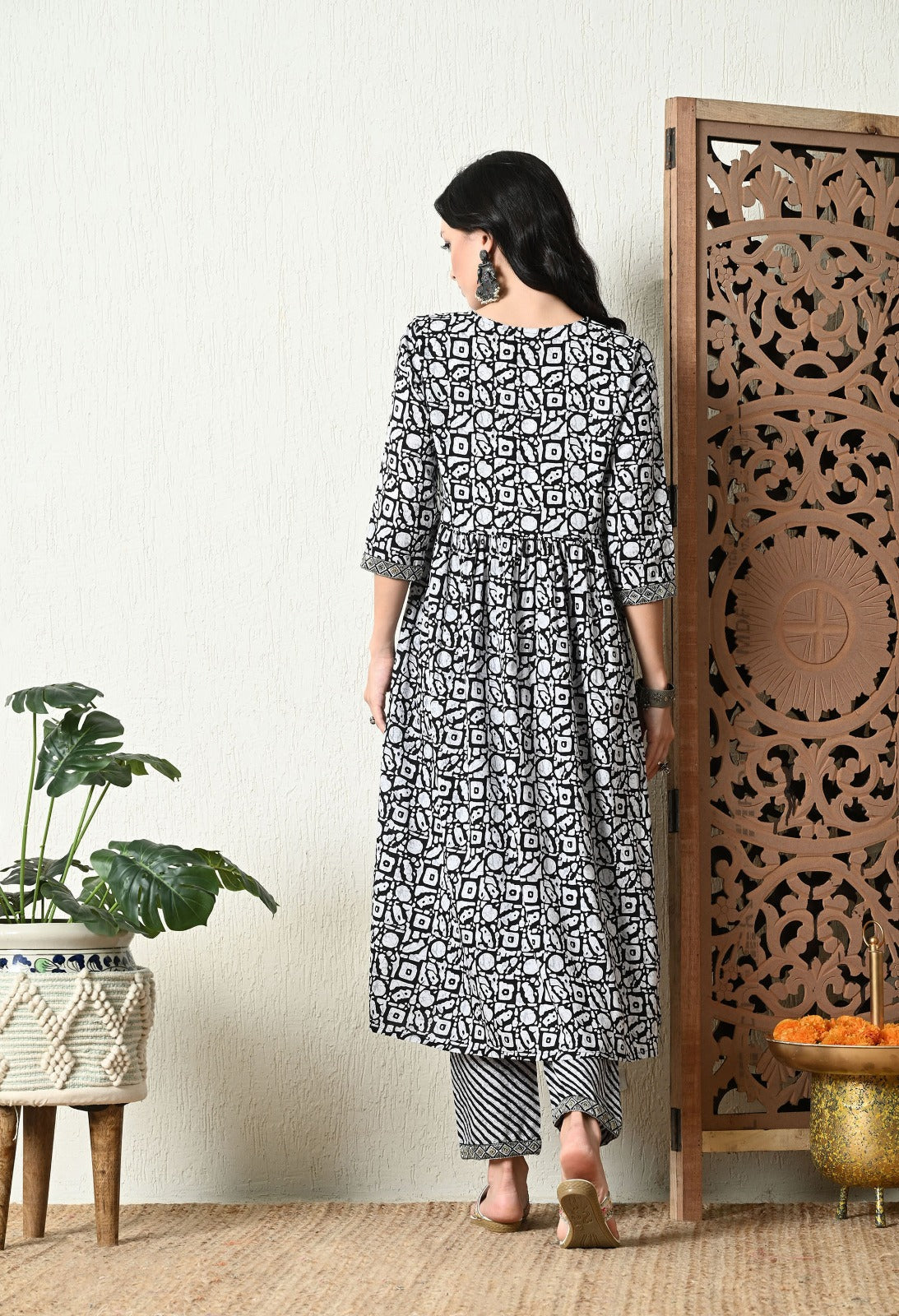 Black Printed Kurta Set